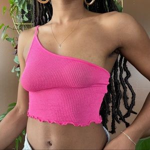 Pink Asymmetrical Crop Top✨